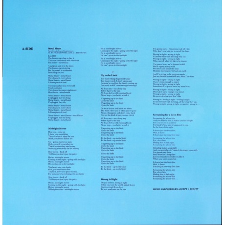 Accept - Metal Heart (8719262012172) виниловая пластинка - фото 5