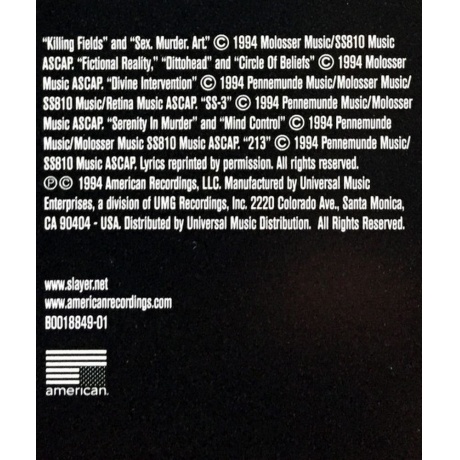 Slayer - Divine Intervention (0602537467716) виниловая пластинка - фото 11