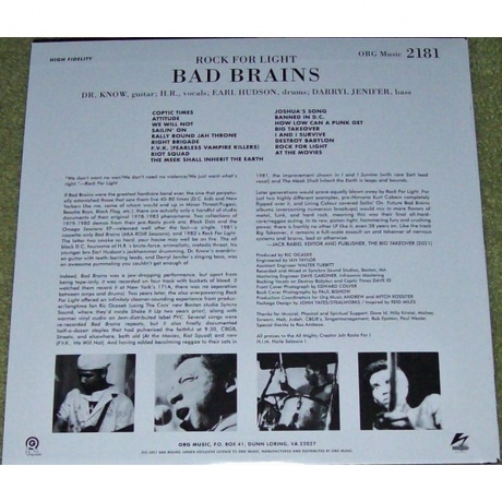 Bad Brains - Rock For Light (0711574899425) виниловая пластинка - фото 2