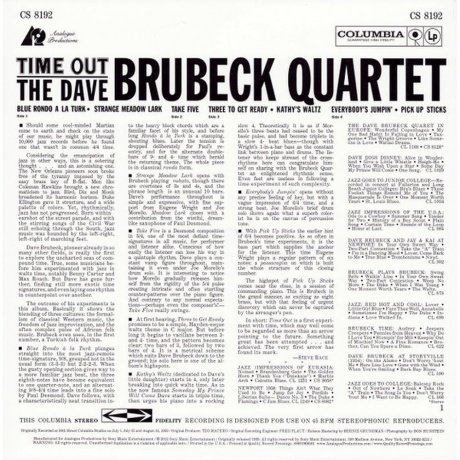 Dave Brubeck - Time Out (Analogue) (0753088819278) виниловая пластинка - фото 3