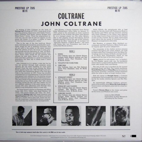 John Coltrane - Coltrane (Analogue) (0753088710513) виниловая пластинка - фото 2