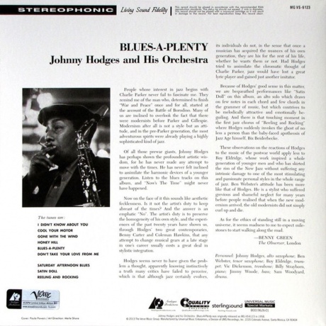 Johnny Hodges - Blues A-Plenty (Analogue) (0753088612312) виниловая пластинка - фото 2
