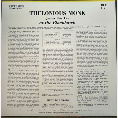 Thelonious Monk - At The Blackhawk (Analogue) (0753088117114) виниловая пластинка - фото 3