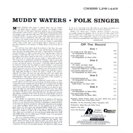 Muddy Waters - Folk Singer (Analogue) (0753088148378) виниловая пластинка - фото 4