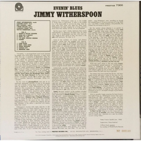 Jimmy Witherspoon - Evenin' Blues (Analogue) (0753088730016) виниловая пластинка - фото 3