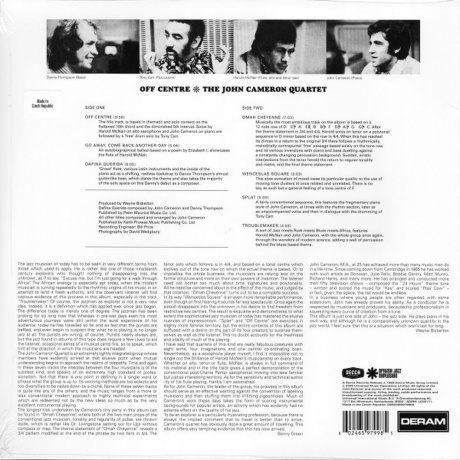 John Cameron - Off Centre (Analogue) (0602465979985) виниловая пластинка - фото 2