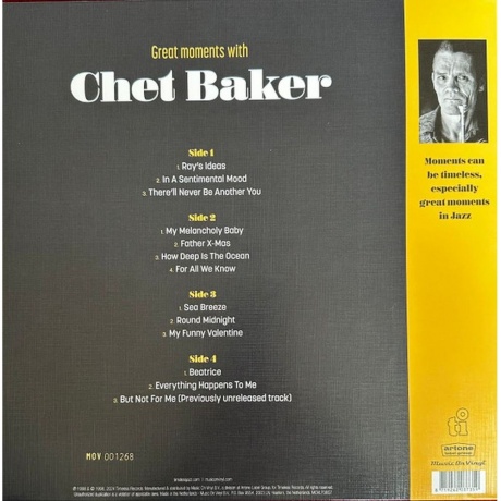 Chet Baker - Great Moments With (coloured) (8719262037359) виниловая пластинка - фото 4