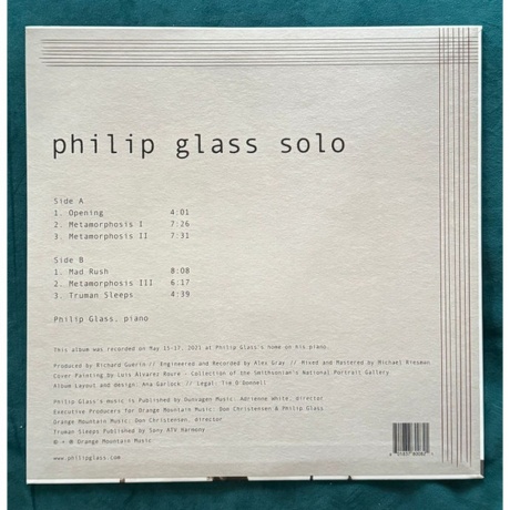 Philip Glass - Solo (0801837800821) виниловая пластинка - фото 2