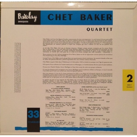 Chet Baker - Chet Baker Quartet (Analogue) (3700409811388) виниловая пластинка - фото 2