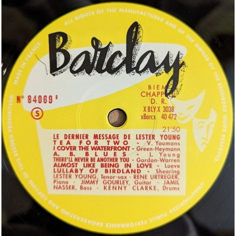 Lester Young - Le Dernier Message (Analogue) (3770010277118) виниловая пластинка - фото 4