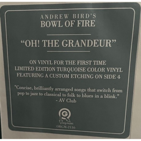 Andrew Bird - Oh! The Grandeur (coloured) (0711574836918) виниловая пластинка - фото 3