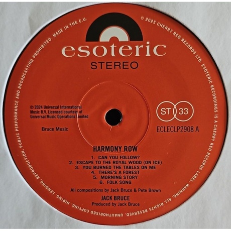Jack Bruce - Harmony Row (5013929490819) виниловая пластинка - фото 3