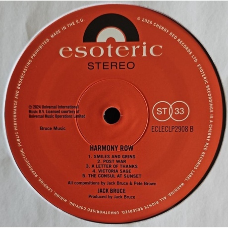 Jack Bruce - Harmony Row (5013929490819) виниловая пластинка - фото 4