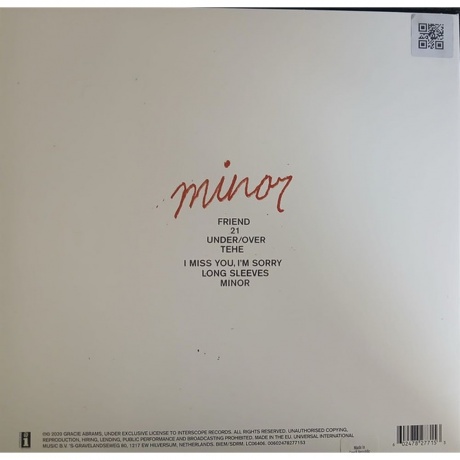 Gracie Abrams - Minor (EP) (coloured) (0602478277153) виниловая пластинка - фото 2