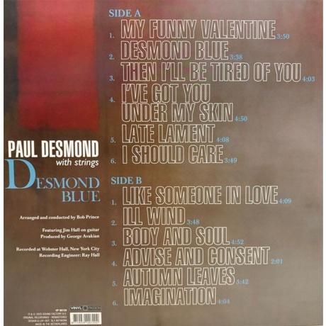 Paul Desmond - Desmond Blue (Aquamarine) (8719039007202) виниловая пластинка - фото 2