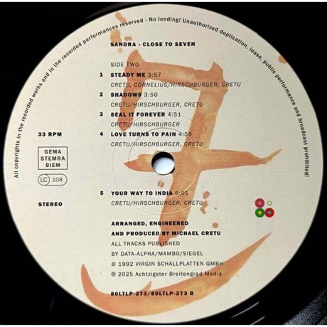 Sandra - Close To Seven (4409514302734) виниловая пластинка - фото 4