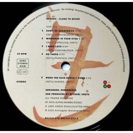 Sandra - Close To Seven (4409514302734) виниловая пластинка - фото 5