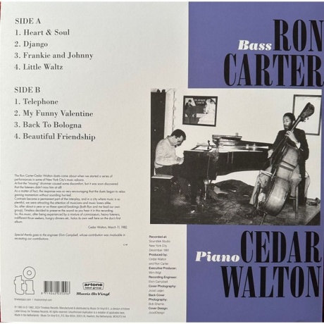 Ron Carter &amp; Cedar Walton - Heart &amp; Soul (8719262035096) виниловая пластинка - фото 2