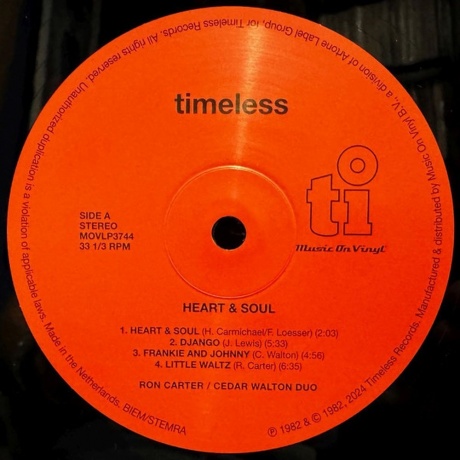 Ron Carter &amp; Cedar Walton - Heart &amp; Soul (8719262035096) виниловая пластинка - фото 3