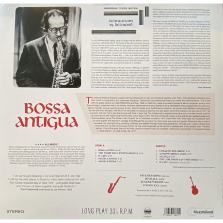Paul Desmond - Bossa Antigua (8436563186219) виниловая пластинка - фото 2
