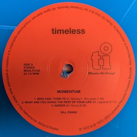 Bill Evans - Momentum (coloured) (8719262037755) виниловая пластинка - фото 6