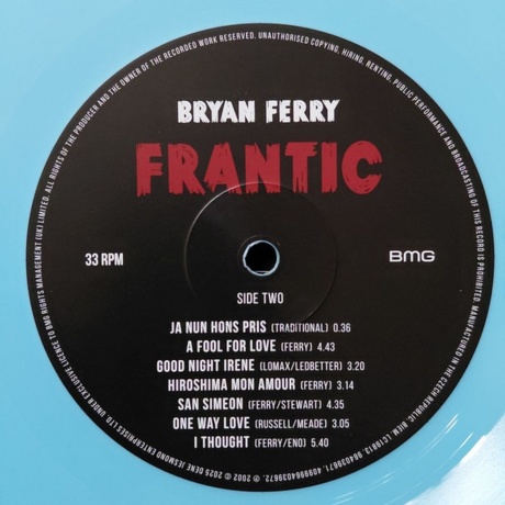 Bryan Ferry - Frantic (coloured) (4099964039672) виниловая пластинка - фото 4