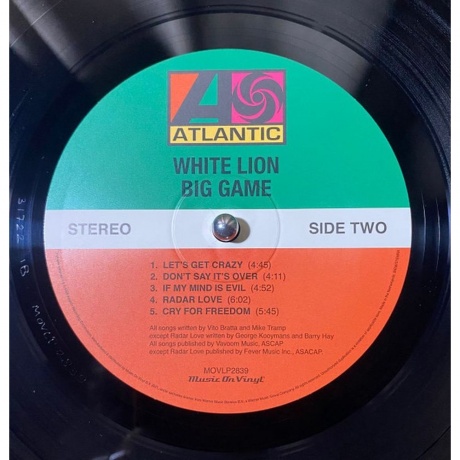 White Lion - Big Game (8719262034372) виниловая пластинка - фото 6