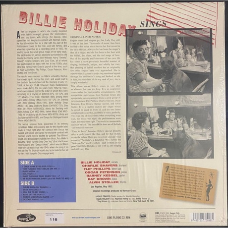 Billie Holiday - Sings (8435723700982) виниловая пластинка - фото 2