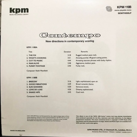 Keith Mansfield - Contempo (4251804123433) виниловая пластинка - фото 2