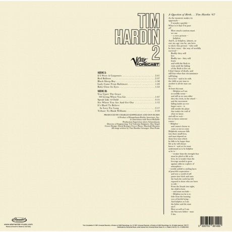 Tim Hardin - 2 (0600753961490) виниловая пластинка - фото 2