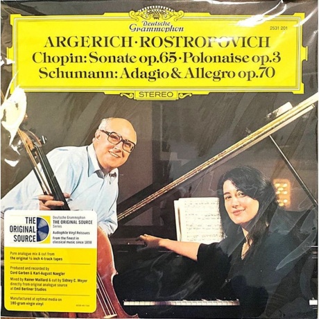 Mstislav Rostropovic  & Martha Argerich - Chopin: Sonate op.65; Schumann: Adagio (Analogue, Original Source) (0028948675906) виниловая пластинка