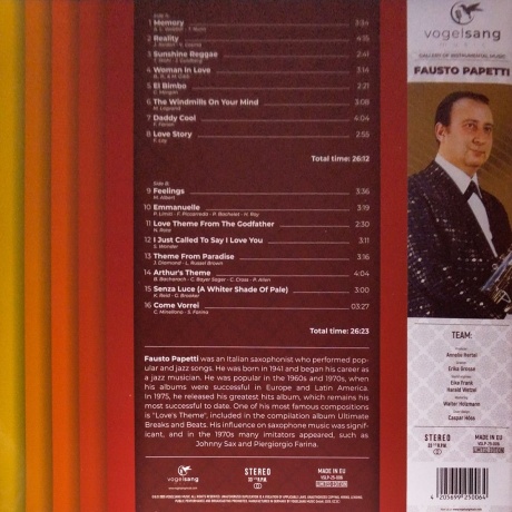 Fausto Papetti - Greatest Hits (4205699250064) виниловая пластинка - фото 4