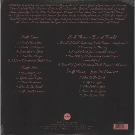 Belinda Carlisle - Belinda (5014797905436) виниловая пластинка - фото 2