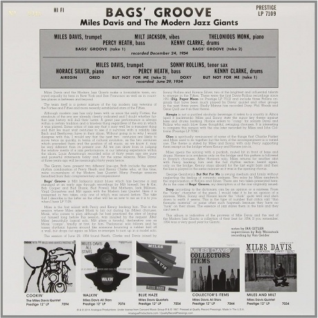 Miles Davis - Bags Groove (Analogue) (0753088710933) - фото 2