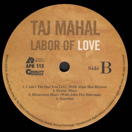 Taj Mahal - Labor Of Love (Audiophile) (0753088011313) - фото 4