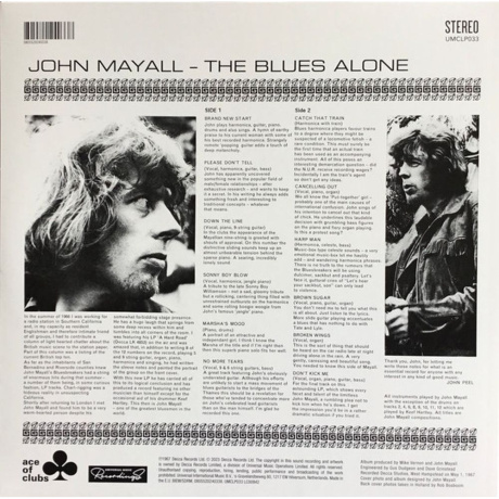 John Mayall - The Blues Alone (0805520240338) виниловая пластинка - фото 2