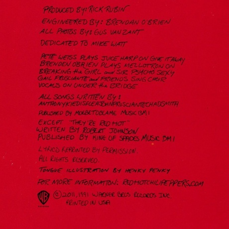 Red Hot Chili Peppers - Blood Sugar Sex Magik (0093624954163) виниловая пластинка - фото 15