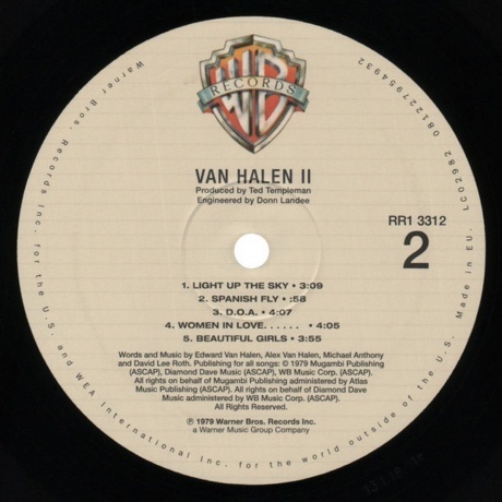 Van Halen - Van Halen II (0081227954932) виниловая пластинка - фото 6