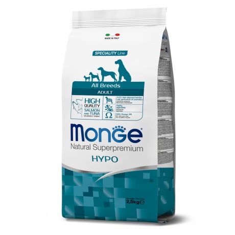 Корм сухой Monge Dog Speciality Hypo для взрослых собак всех пород с лососем и тунцом 2,5 кг - фото 2