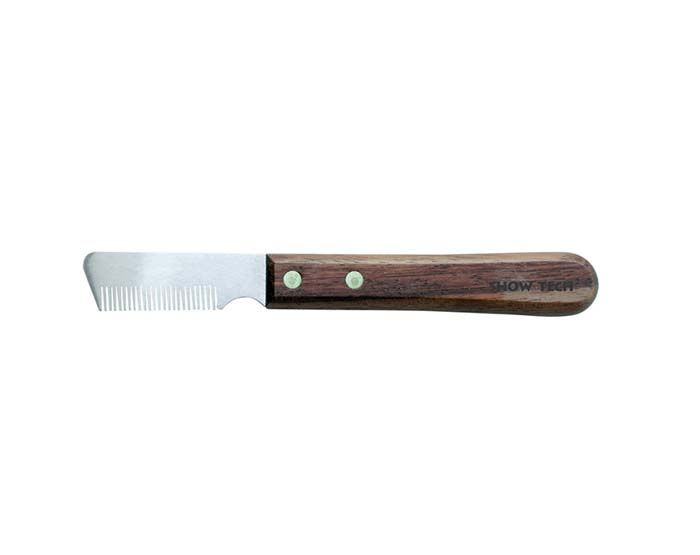 SHOW TECH тримминговочный нож 3280 с деревянной ручкой для шерсти средней жесткости - фото 1