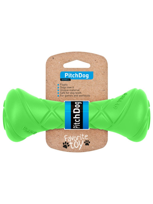 PitchDog Игровая гантель для апортировки, длина 19 см, диаметр 7 см, салатовая