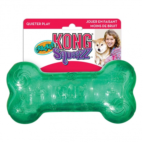 KONG игрушка для собак Squezz Crackle хрустящая косточка средняя 15х4 см, цвета в ассортименте - фото 1