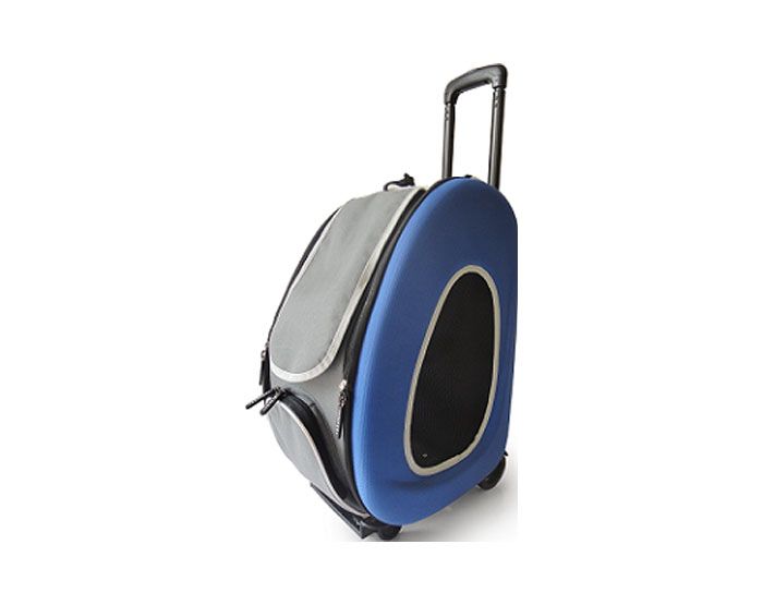 Ibiyaya складная сумка-тележка 3 в 1 для собак до 8 кг (сумка, рюкзак, тележка) синяя - фото 1