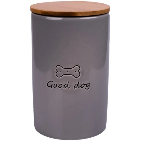 КерамикАрт бокс керамический для хранения корма для собак GOOD DOG 850 мл, серый - фото 1