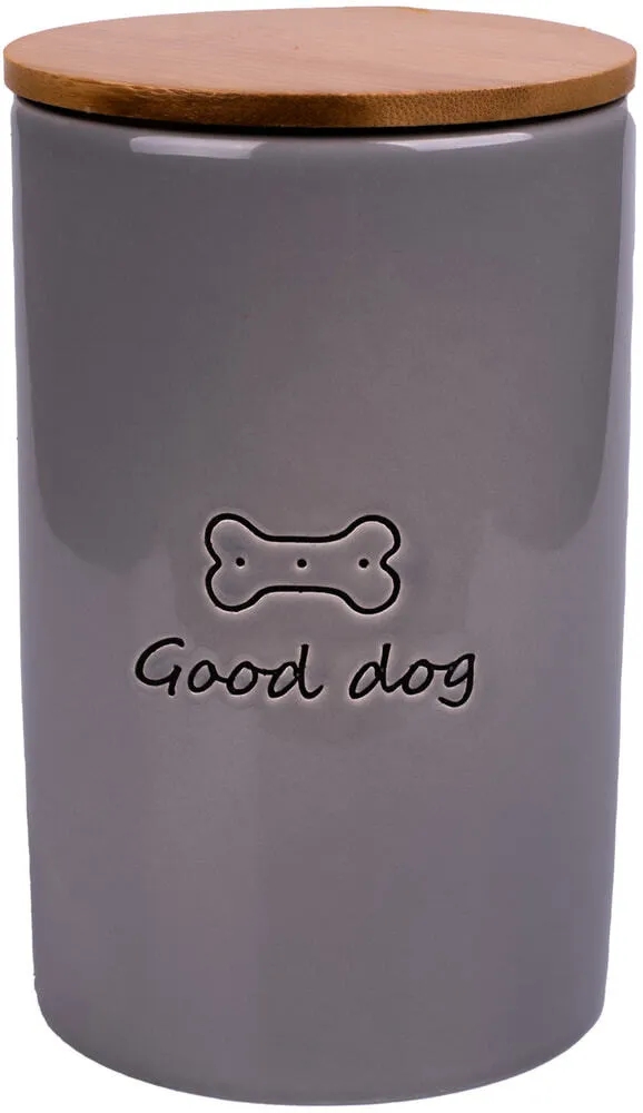 КерамикАрт бокс керамический для хранения корма для собак GOOD DOG 850 мл, серый