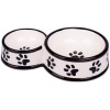 КерамикАрт миска для собак двойная 100 мл и 220 мл, белая с лапк...