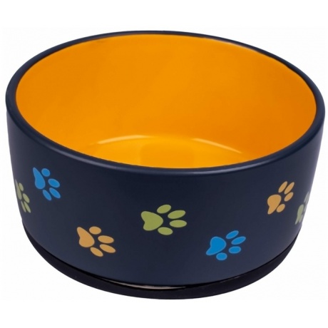 КерамикАрт миска керамическая для собак 1000 мл черная с оранжевым - фото 1