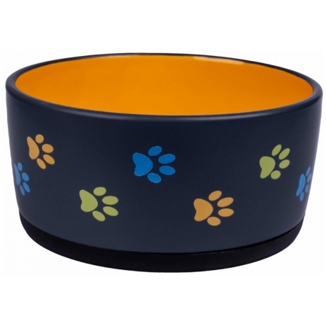 КерамикАрт миска керамическая для собак 1000 мл черная с оранжевым - фото 2