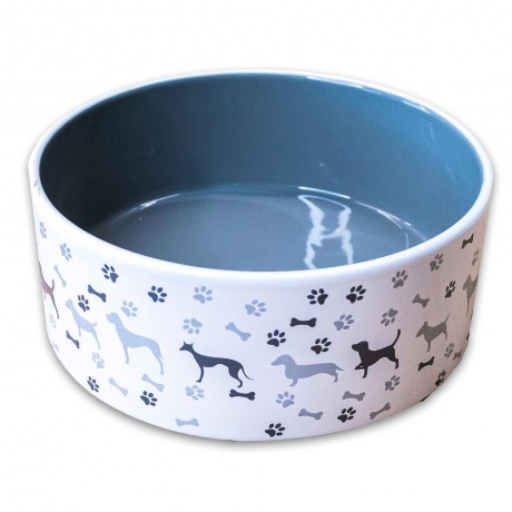 КерамикАрт миска керамическая для собак рисунком 350мл, серая - фото 1