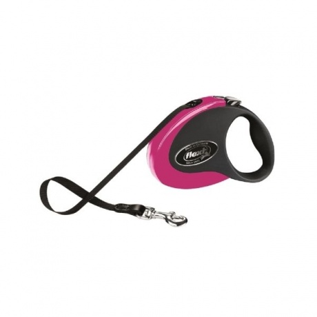 Flexi Рулетка-Ремень Для Собак 5М До 25 Кг Черно-Розовая (Collection M Tape 5M Black/Pink  уцененный - фото 1